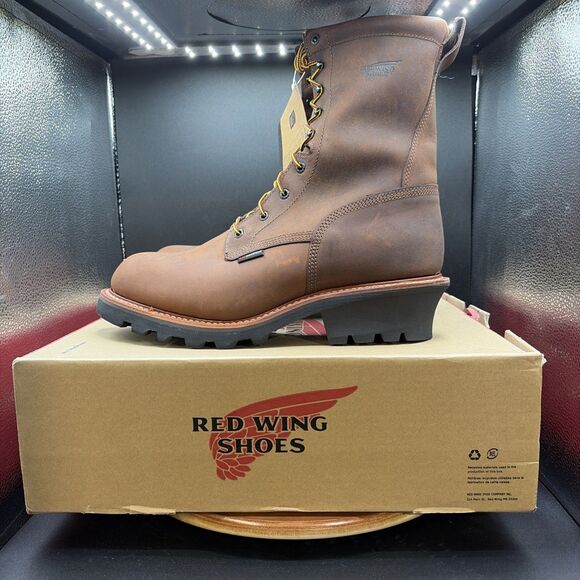 Red Wing 620 9” Mens Size 13 2E Logger Boots Waterproof Brown Soft Toe Work main image 6